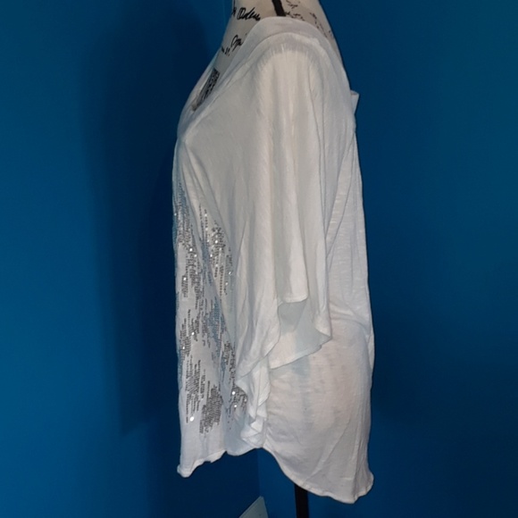 INC International Concepts White Sequin Dolman Top - Picture 5 of 8